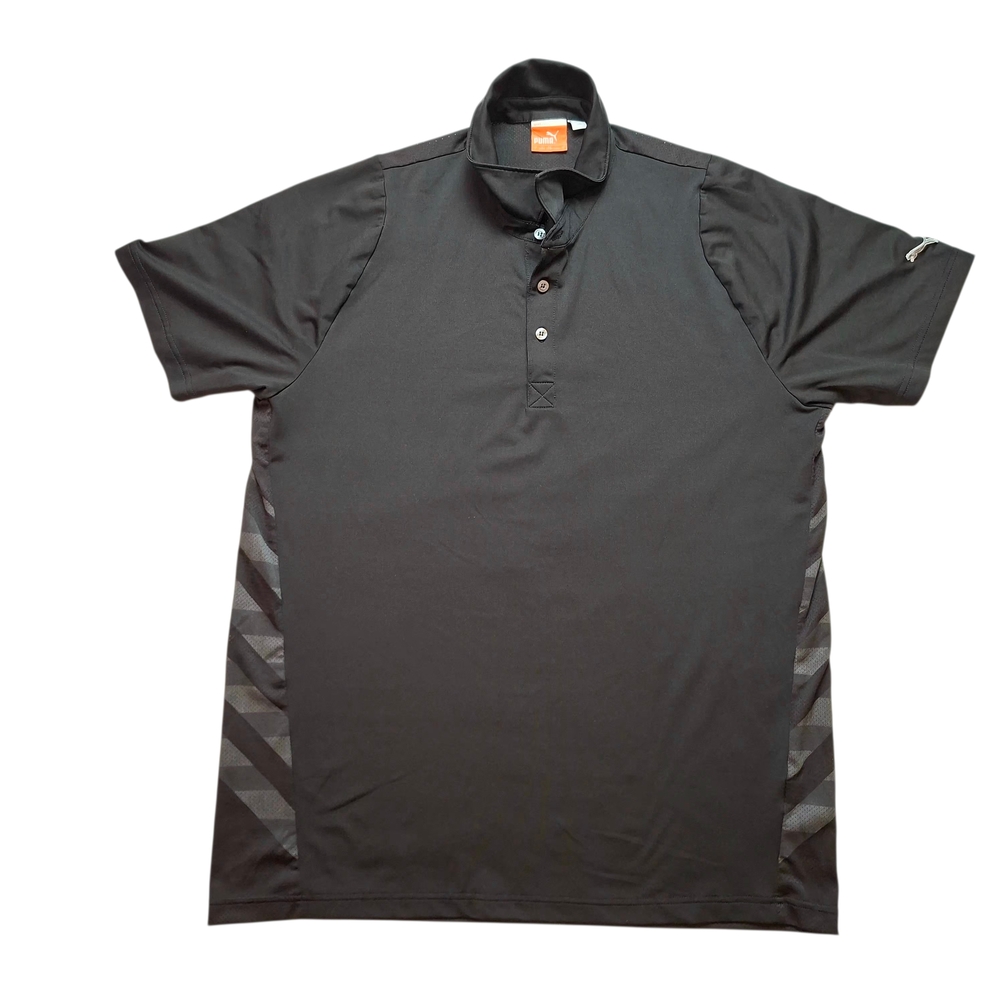 Puma Black Men's Short-Sleeve Polo with Subtle Side Stripe Size L